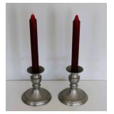 Leonard Pewter Candlesticks & Wilton Bowl