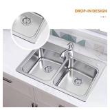 Glacier Bay 33" 2-Hole Double Bowl Sink