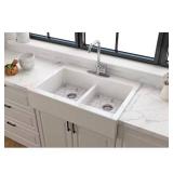 Glacier Bay 34 in. Farmhouse Sink, White