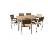 New Winston 7pc Outdoor Dining Set Composite Polywood All Weather Wood White/Brown Rectangular Table - 62" x 34.5" x 28"
