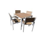 Winston 5pc Outdoor Dining Set - White/Brown  Aluminum frame, with Polywood top