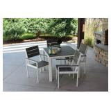 Winston 5pc Outdoor Dining Set - White/Gray Aluminum frame, with Polywood top