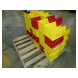 Large Lot Plastic Shelf Bins - 8 x 11 x 7", Yellow/Red