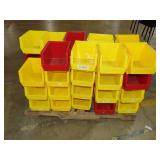 Large Lot Plastic Shelf Bins - 8 x 11 x 7", Yellow/Red
