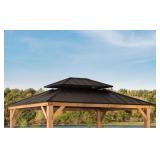 One Gazebo Top -13 ft. x 11 ft. Black Wooden Hardtop Gazebo Top with Galvanized Steel Double Roof