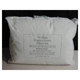 2 Pack Medium White Duck Feather & Down Bed Pillow - Standard/Queen | BOKSER HOME