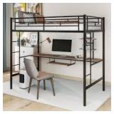 Loft Bed with Desk and Shelf, Space Saving Design,Twin MF285664AAB