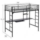 Loft Bed with Desk and Shelf, Space Saving Design,Twin MF285664AAB