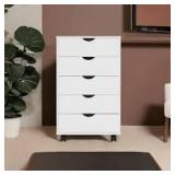 Taylor 5 Drawer Chest, Wood Storage Dresser Cabinet with Wheels