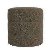 Dark Brown Boucle Round Ottoman