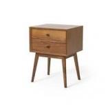 Noble House Medium Brown 2 Drawers Acacia Wood Nightstand