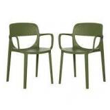 WESTIN OUTDOOR Frond and Form Outdoor Patio Assembled Poly Plastic Stacking Dining Armchair (Set of 2), Olive Green