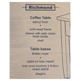 Richmond 40 in. Walnut Medium Rectangle Wood Coffee Table with Drawers