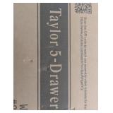 Taylor 5 Drawer Chest, Wood Storage Dresser Cabinet with Wheels