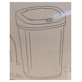 13 Gal. Stainless Steel Rectangular Metal Household Trash Can w/ Trash Sticker, Sensor Lid, Odor Filter, and AC Adapter