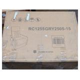 Boyel Living Light Gray Heat Massage Manual Recliner Chair with Rocker and Swivel in Fabric for Living Room