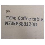 Polibi 39.4 in. Walnut Square MDF Coffee Table with 2 Drawers