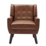 Coffee PU Leather Upholstery Arm Chair