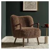 MODWAY Zerra Faux Shearling Accent Armchair in Brown