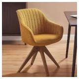 Arthur Orange Fabric Swivel Accent Arm Chair with Wood Legs