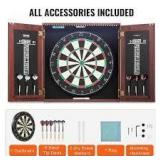 Dartboard and Cabinet Set Ready-to-Play Bundle Official Size Dart Board Cabinet Steel Tip Dart Hideaway Cabinet
