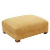 42 in. Orange Corduroy Fabric Rectangle Ottoman with Wood Legs