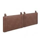 Harlow 72 in. King Wall Mount Faux Leather Upholstered Headboard Adjustable Brown PU Straps and Black Metal Rail