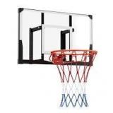 SKYSHALO Wall Mount Basketball Hoop, 44-in. PC Backboard Mounted Basketball Hoop Outdoor with Solid Steel, 0.08 in. Thickened