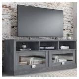 TECHNI MOBILI 57.25 in. Gray Wood TV Stand Fits TVs Up to 65 in. with Storage Doors