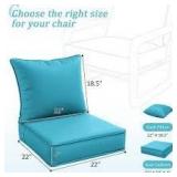 Set of 2 -22 in. x 22 in. x 4 in. Square Outdoor Deep Seating Cushion Set Seat and Back Cushion for Chair and Sofa Sky Blue