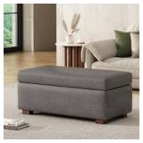 Signature DESIGN BY ASHLEY Stonemeade Gray Polyester Rectangle Accent Medium Ottoman