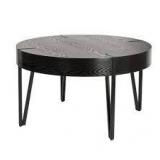 Storied Home 31.7 in. Elegant Black Round Wood Coffee Table with Metal Hairpin Legs