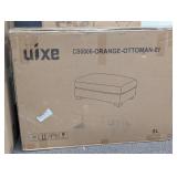 42 in. Orange Corduroy Fabric Rectangle Ottoman with Wood Legs