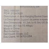 84 in. 4-Arm Metal Hanging Basket Stand with Adjustable Arms