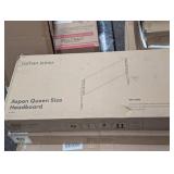 Nathan James Aspen Queen Headboard, Upholstered in Boucle Fabric and Leather Straps with Metal Frame, White/Dark Brown