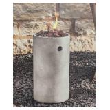 17" Pipestone Outdoor Column Fire Pit Gray - Threshold™: Modern Propane Gas Firepit with Lava Rock and Cover