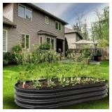 70.86 in. x 11.42 in. Oval Large Metal Raised Planter Bed Outdoor Garden for Planting, Black