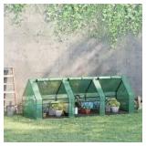 Outsunny 3 ft. W x 9 ft. L x 3 ft. H Portable Mini Greenhouse with 3 Large Zippered Doors Weather Protection & Durable Material