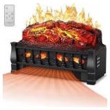 21 in. Freestanding Electric Fireplace Set with Remote and Overheat Protection in Black