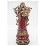 Ceramic Angel, Maroon and gold 12" tall