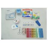 Pill Organizers, Pill cutter, Wound dressing supplies, adhesive tape