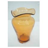 Vintage Amber Colored Glass Vase