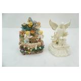 Lefton Porcelain "Guardian Angel" Music Box Figurine; Waterfall Musical Sculpture