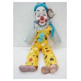 Vintage Porcelain Clown Doll 21" long