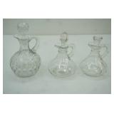 Vintage Clear Glass Cruets 3ct