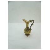 7" vintage Italian glass brass pitcher vase (made in Italy on bottom)