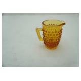 3"x2" vintage Fenton Amber Glass Hobnail Small Pitcher