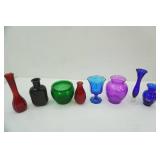 Vintage Colored Glass Vases & Dishes