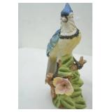 ceramic blue jay statue; ceramic dove music box