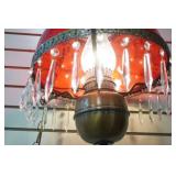 vintage red glass hanging parlor lamp